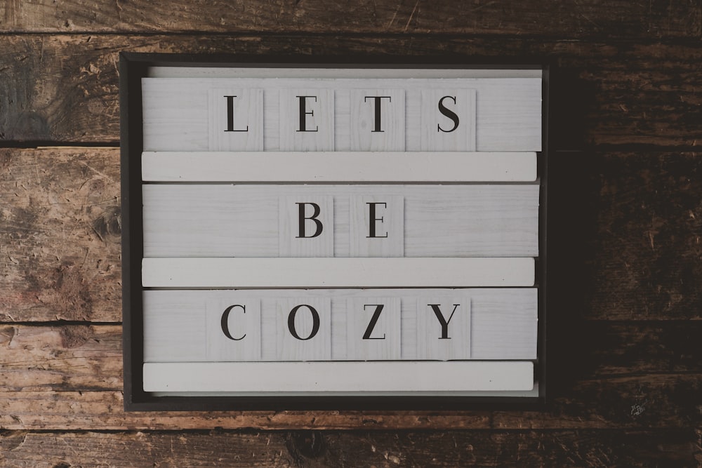 lets be cozy text