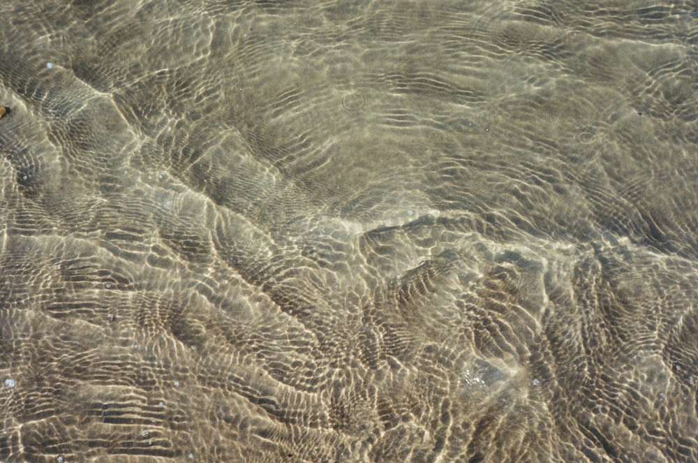 a close up view of water and sand at the beach