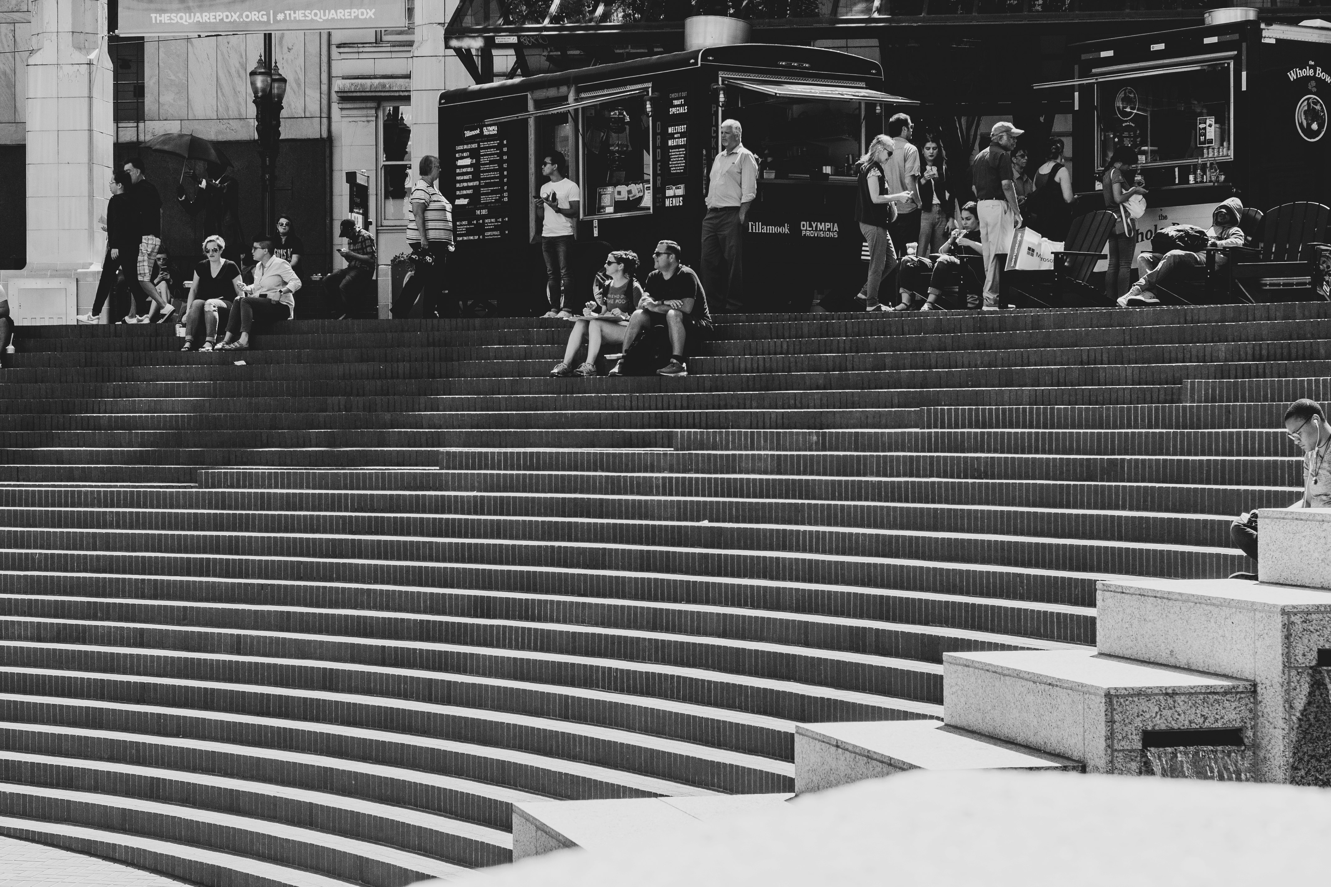 people on stairs