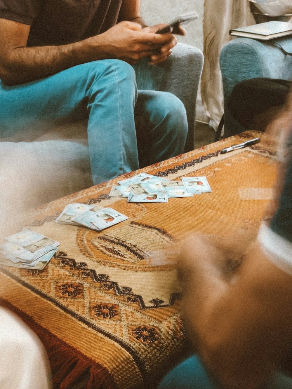 playing card on top of coffee table