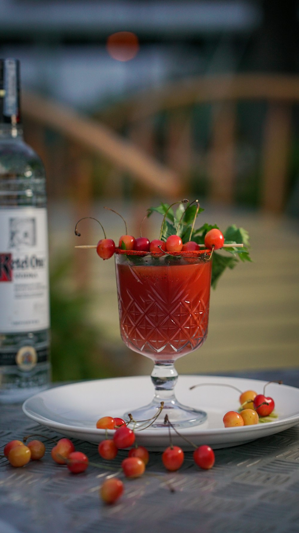 berries on wine glass