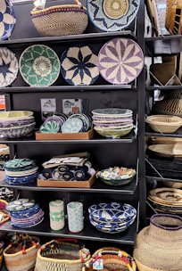 Colorful woven baskets and home decor items made by BVI artisans.