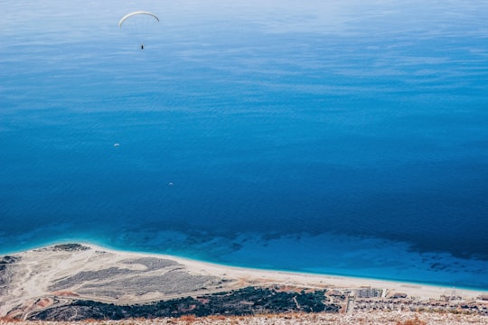 parachute over island in Llogara National Park Albania