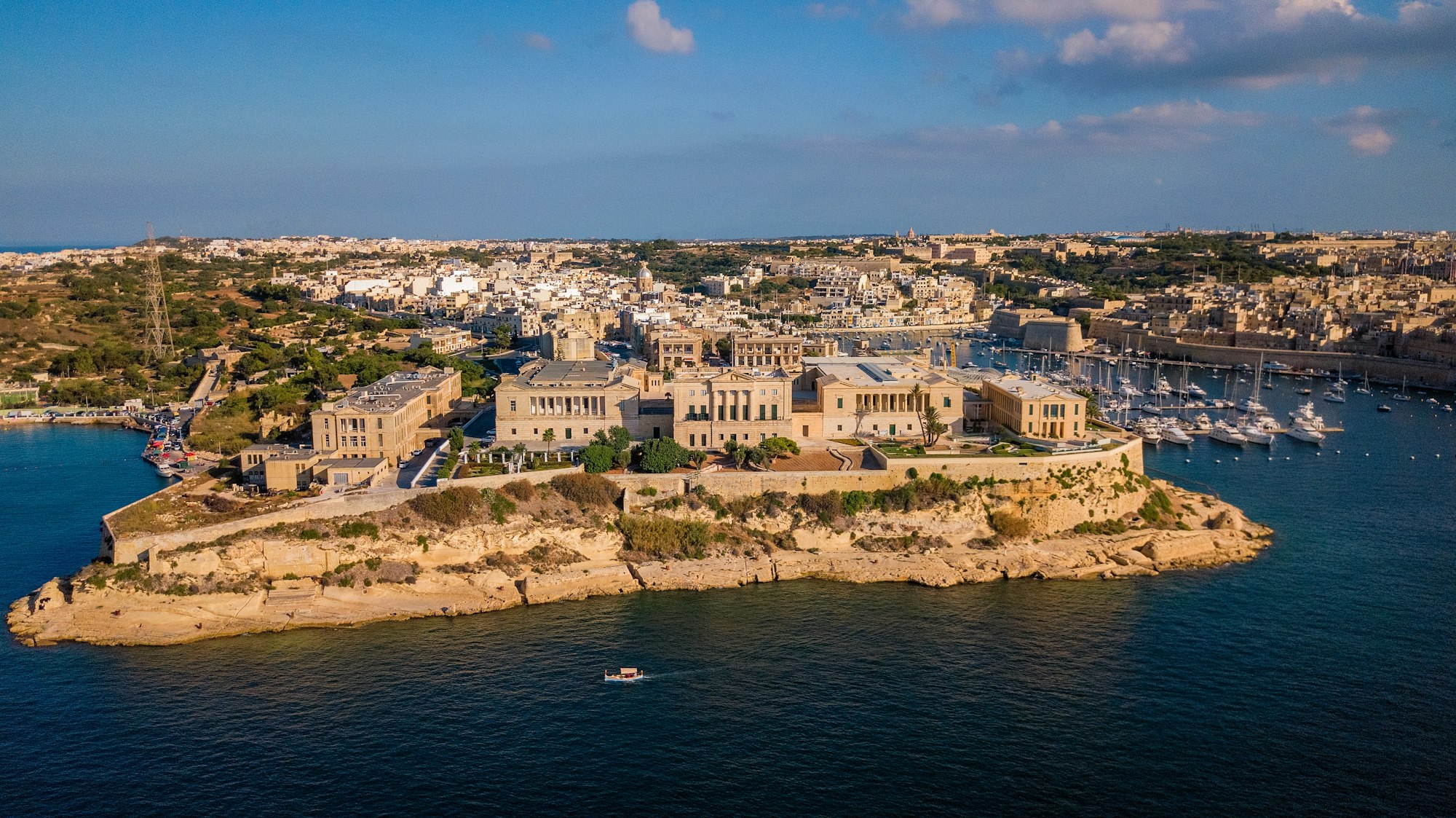 Aerial view of Villa Bighi, Kalkara, Malta, harbour, sailboats, Photo by Mike Nahlii / Unsplash