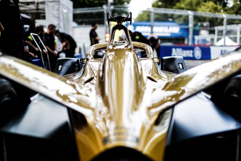 a close up of the front of a racing car