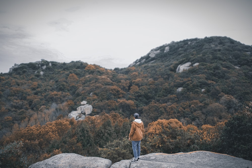 person standing near mountain