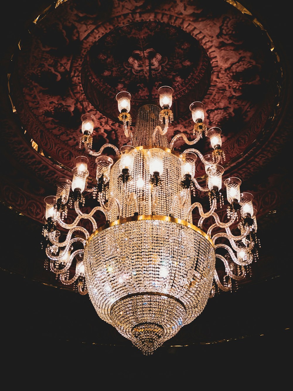 lighted crystal chandelier