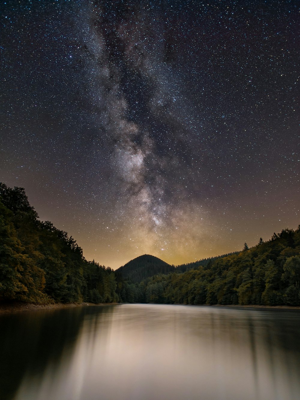 milky way on lake