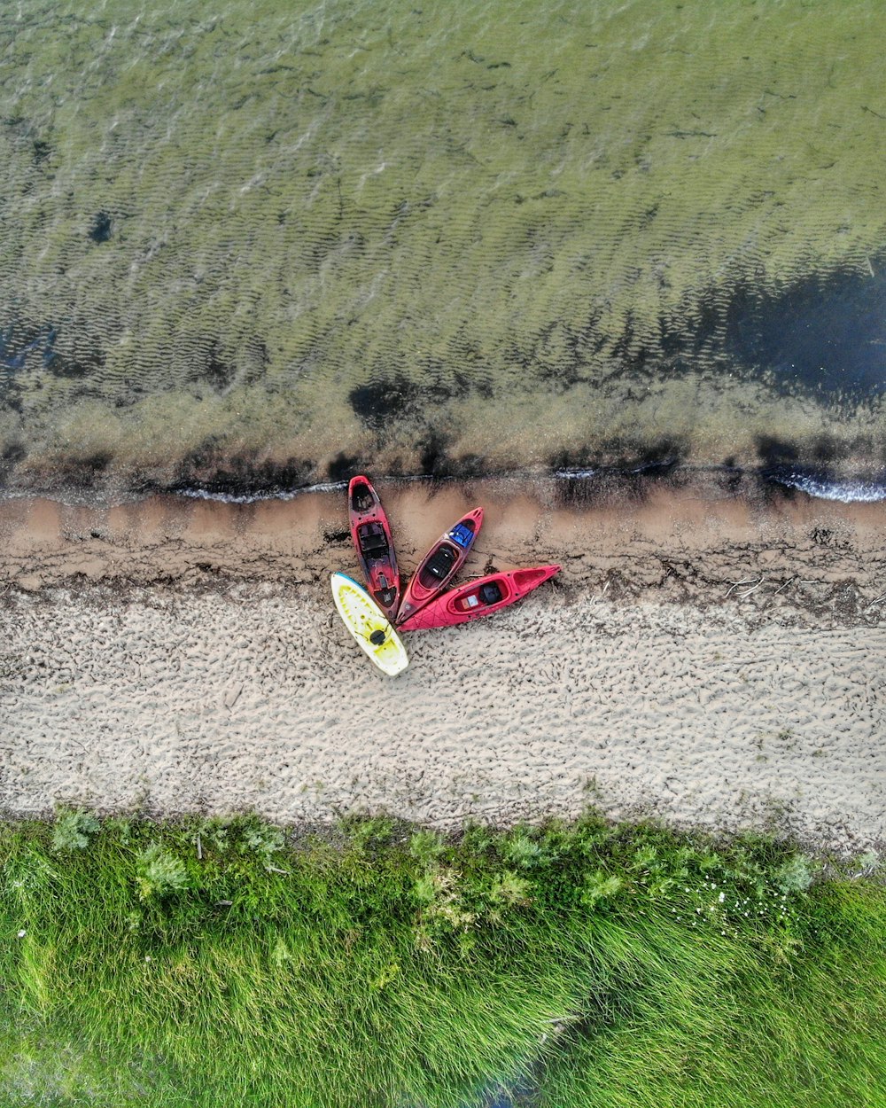 three red boats