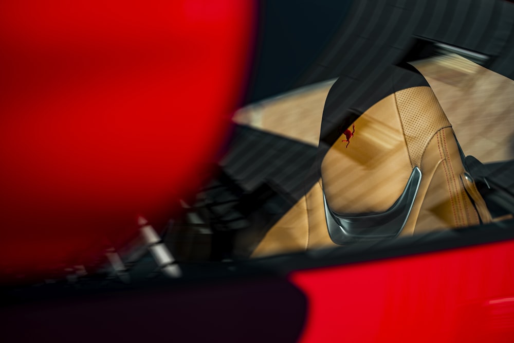 a close up of a car steering wheel