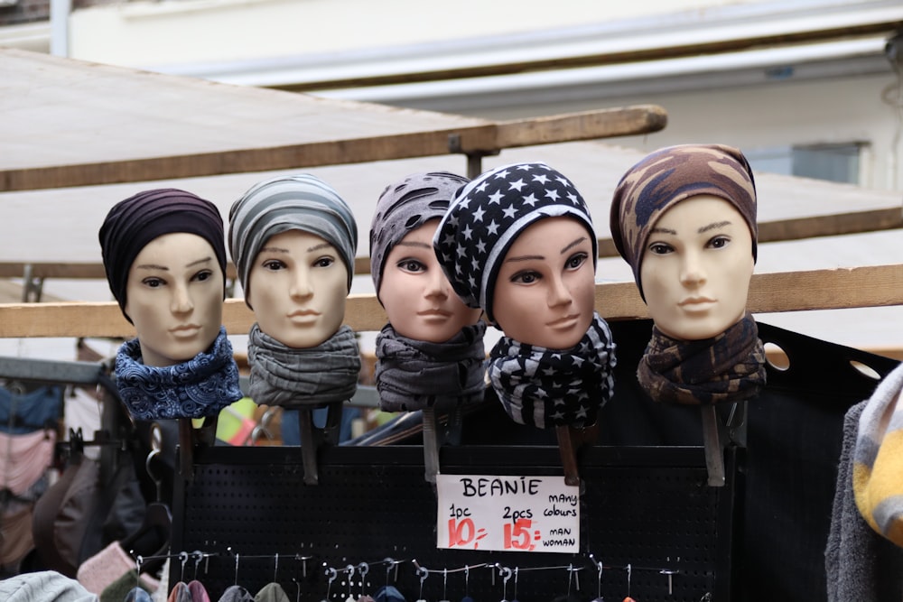 five assorted-color scarfs