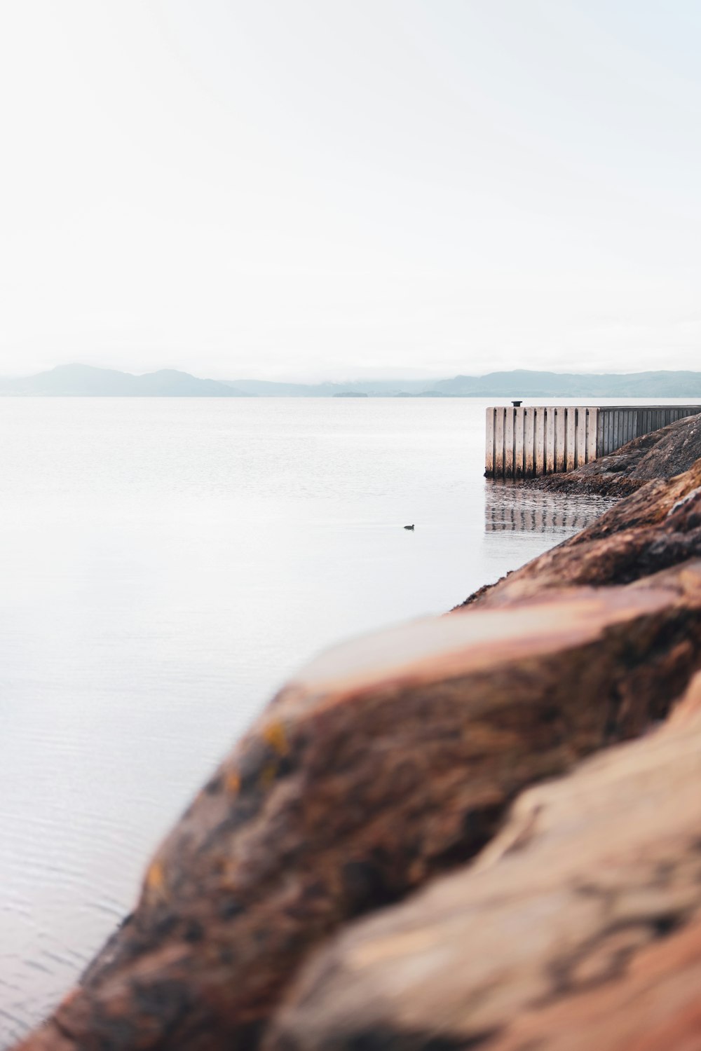 brown rocky hill near body of water during daytime