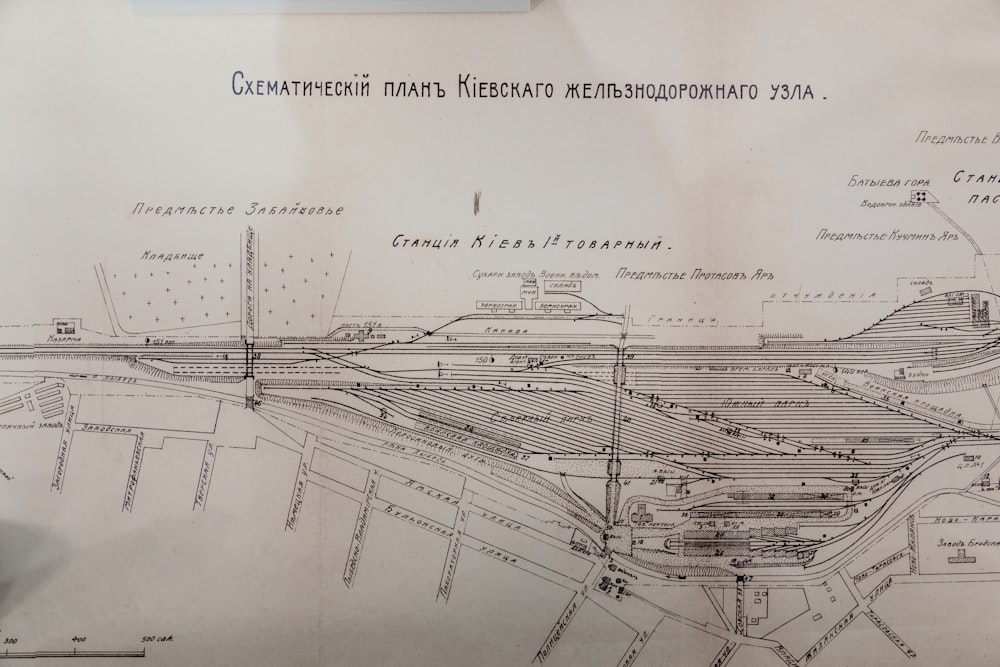 black and white land sketch map