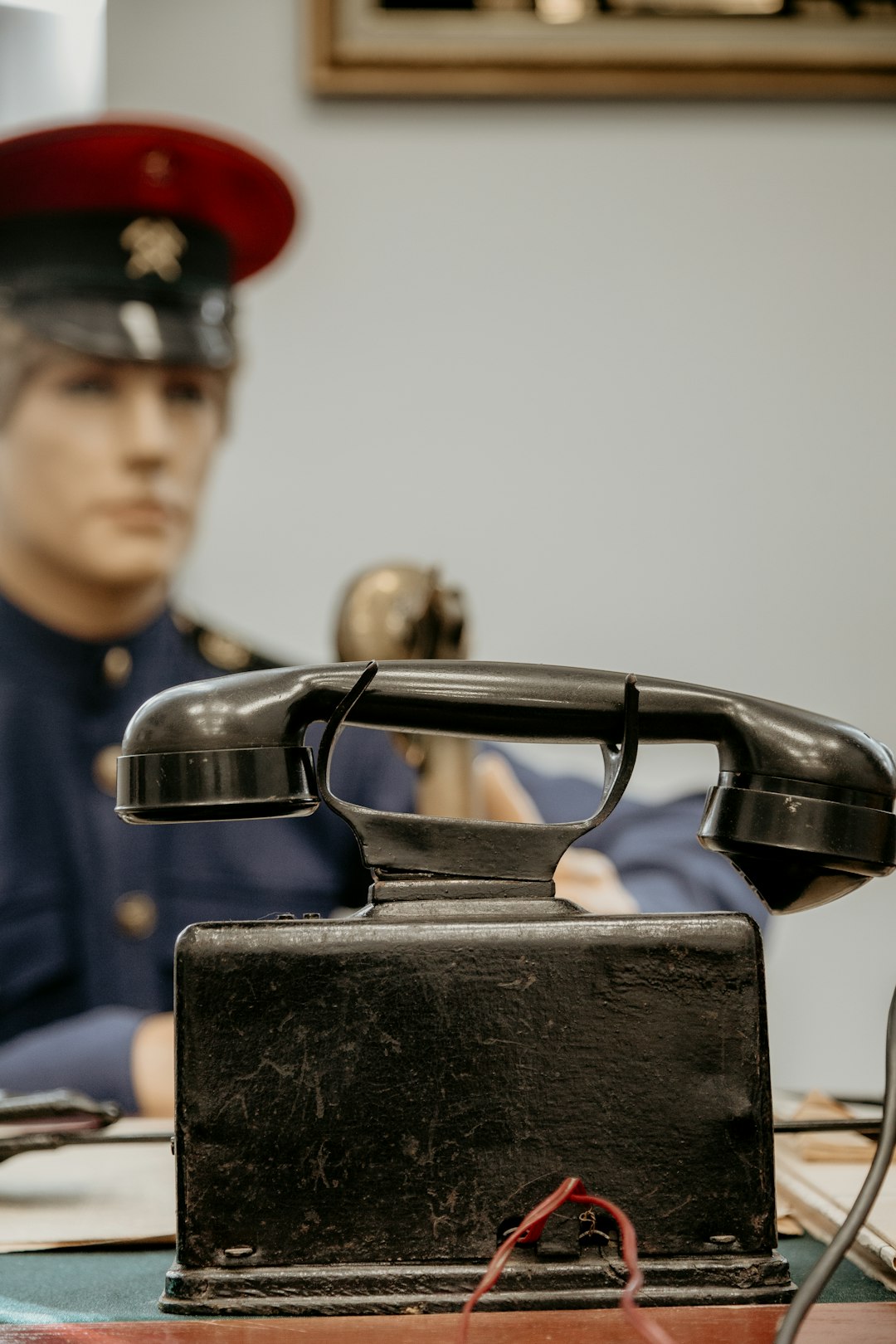 black telephone on desk