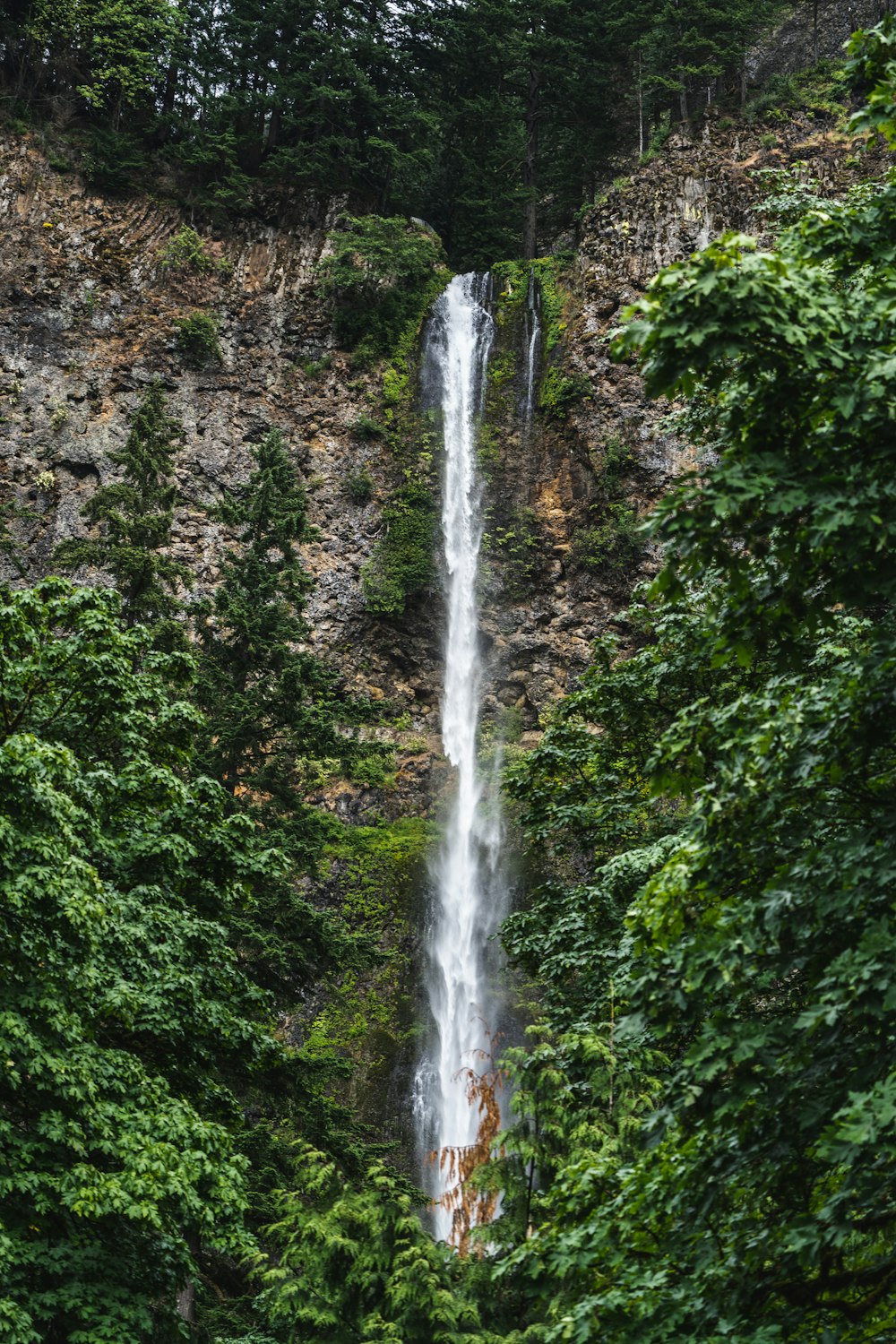 long-exposure photography of waterfalls