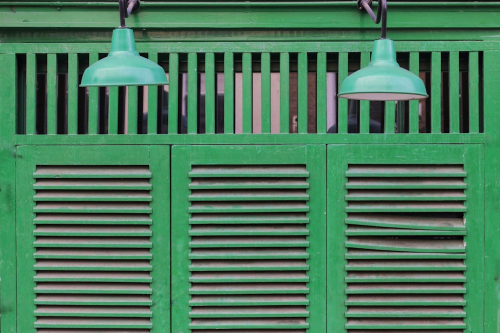 closed green wooden door