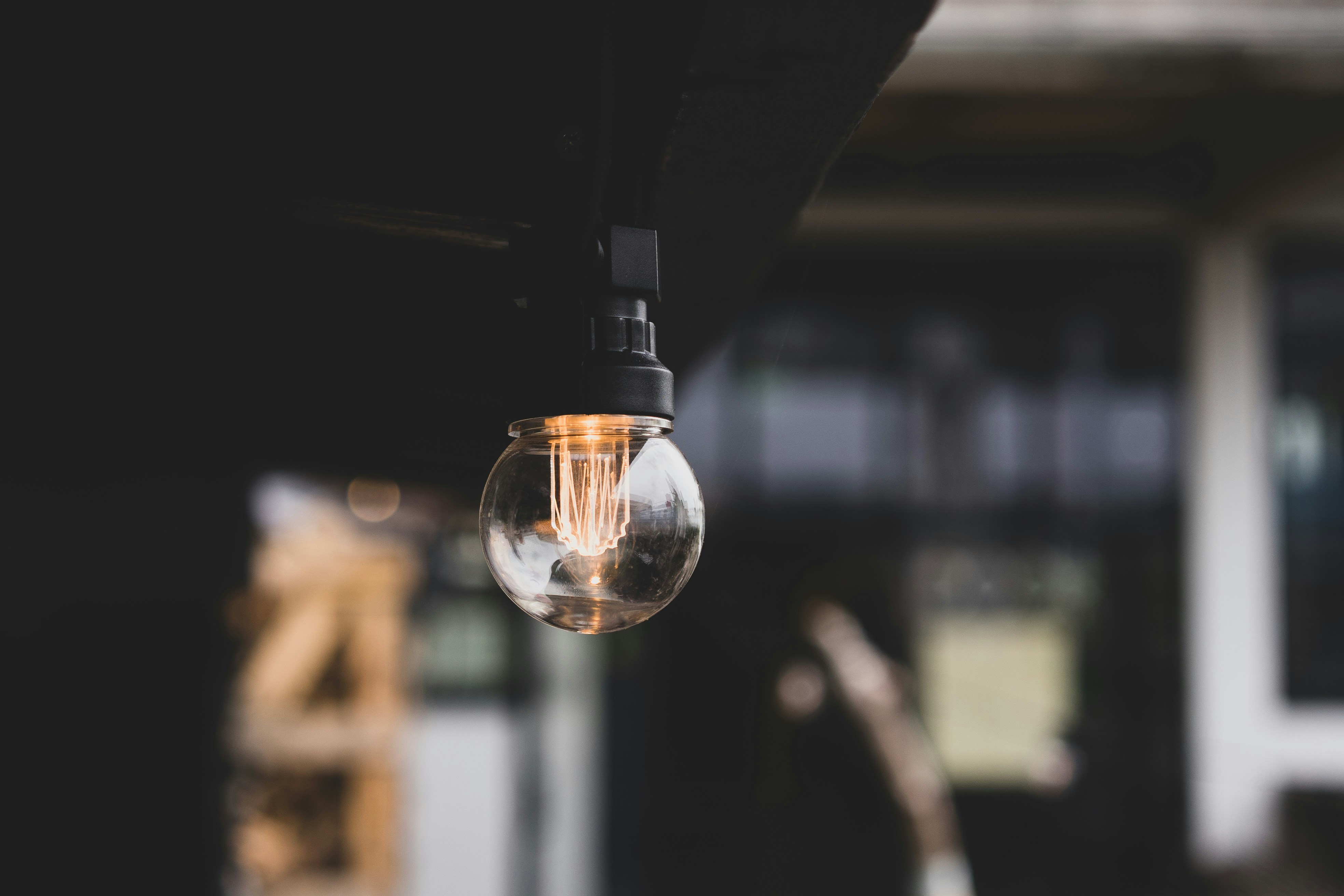 turned-on light bulb