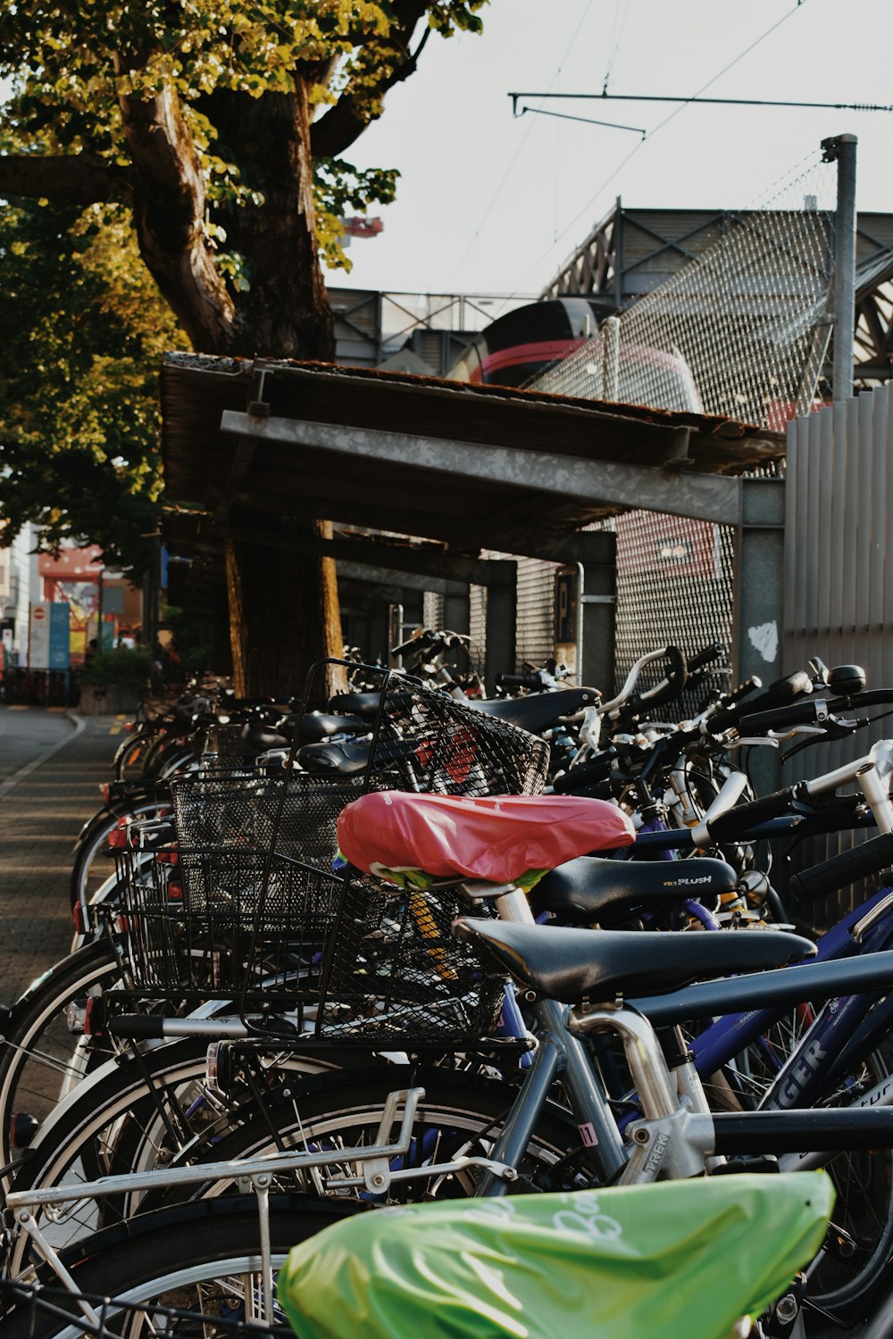 bicycle parked near the wall