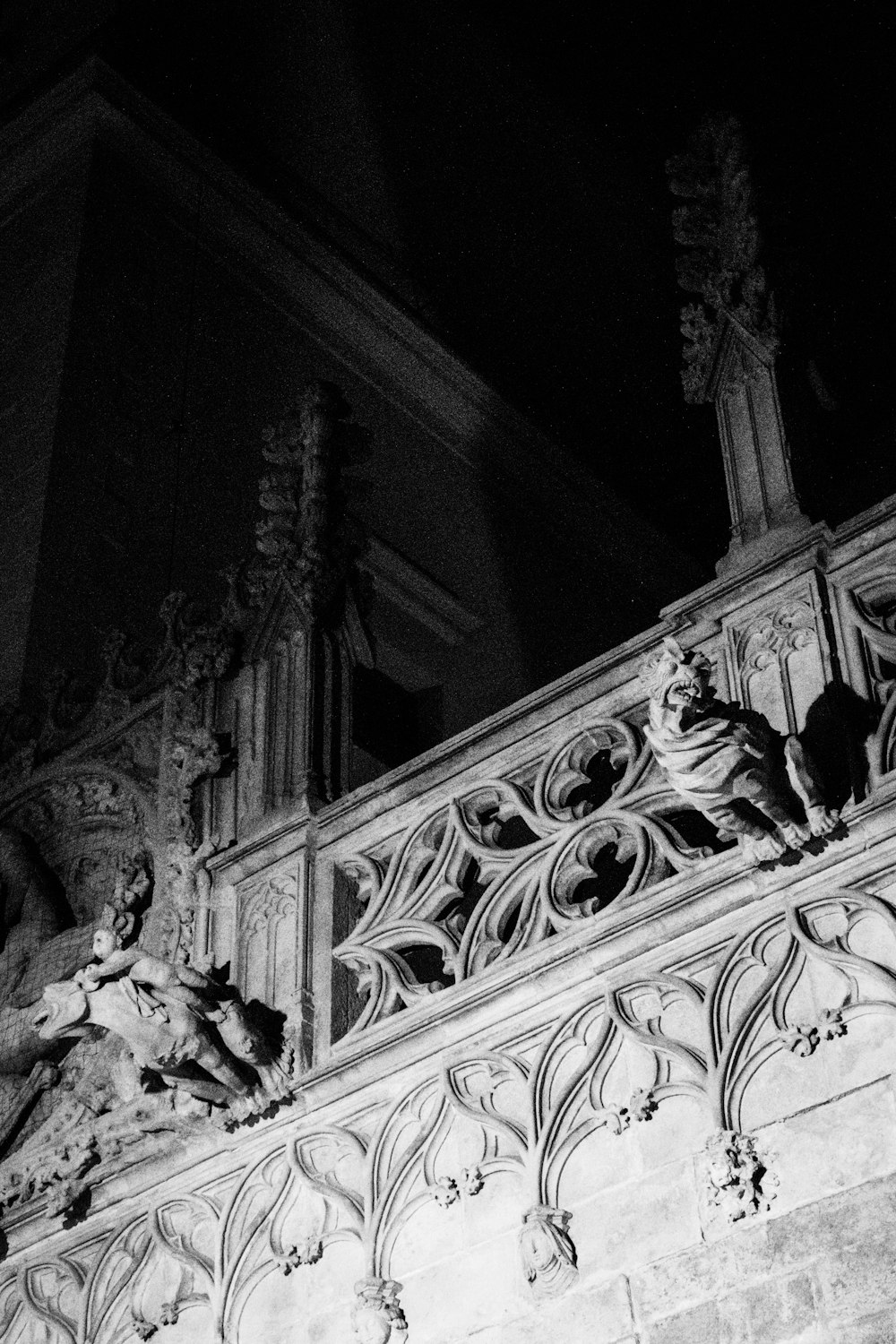 white ornate railings