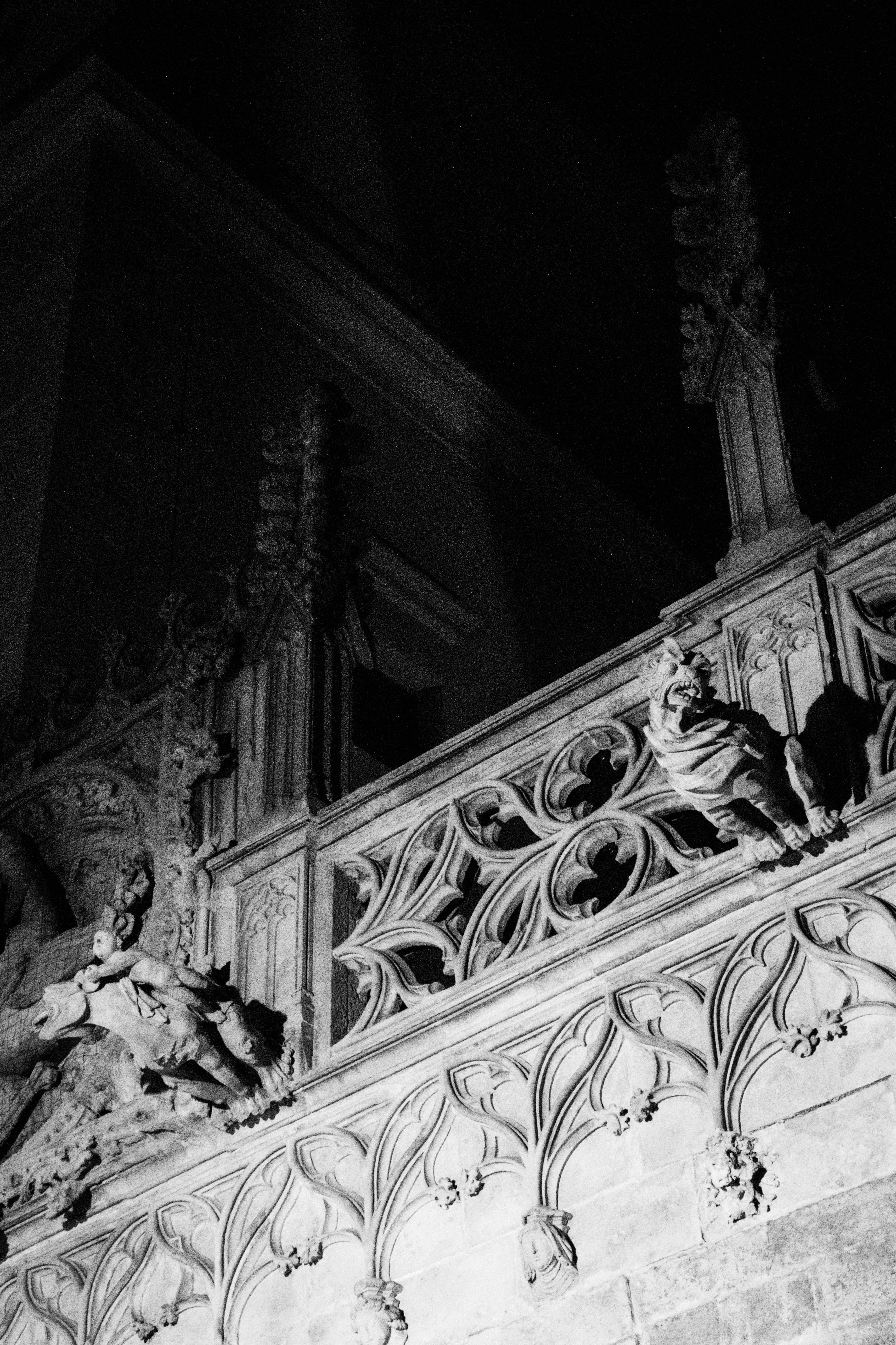 white ornate railings