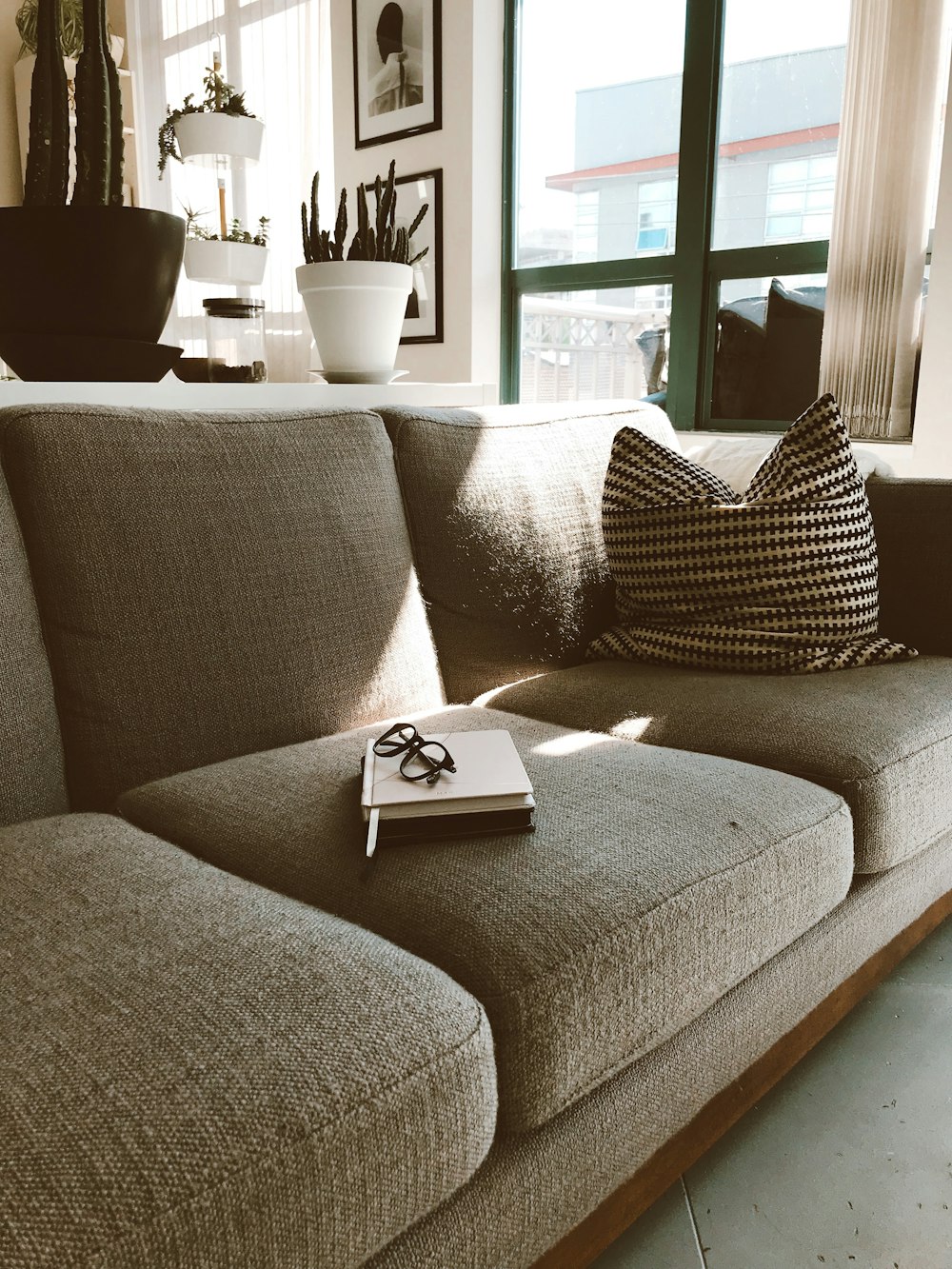 gray fabric sofa