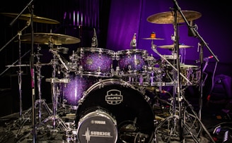 black and purple drum kit