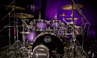 black and purple drum kit