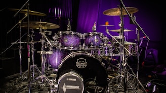 black and purple drum kit