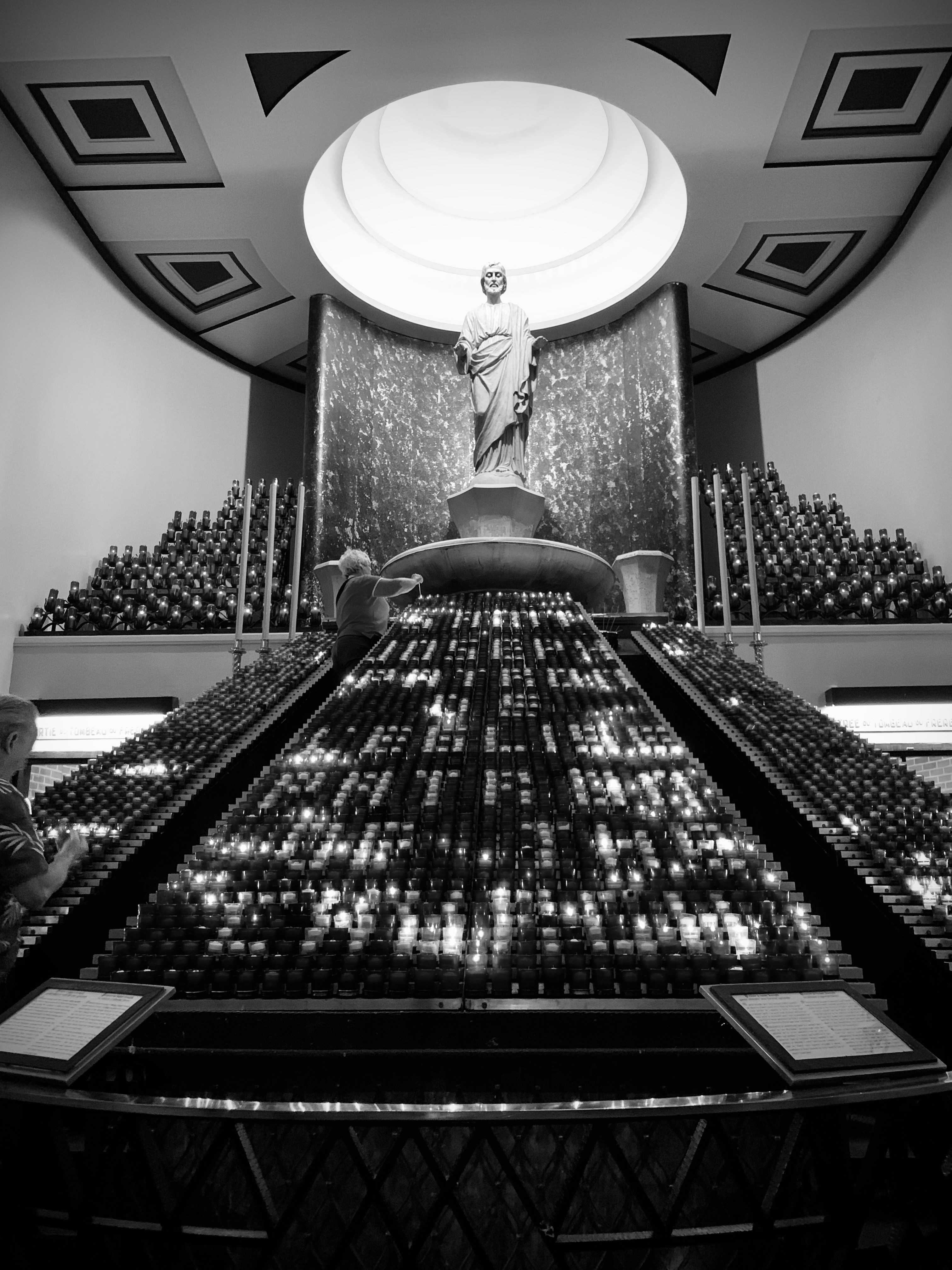 grayscale photography of building interior