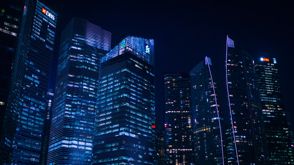 lighted buildings during nighttime