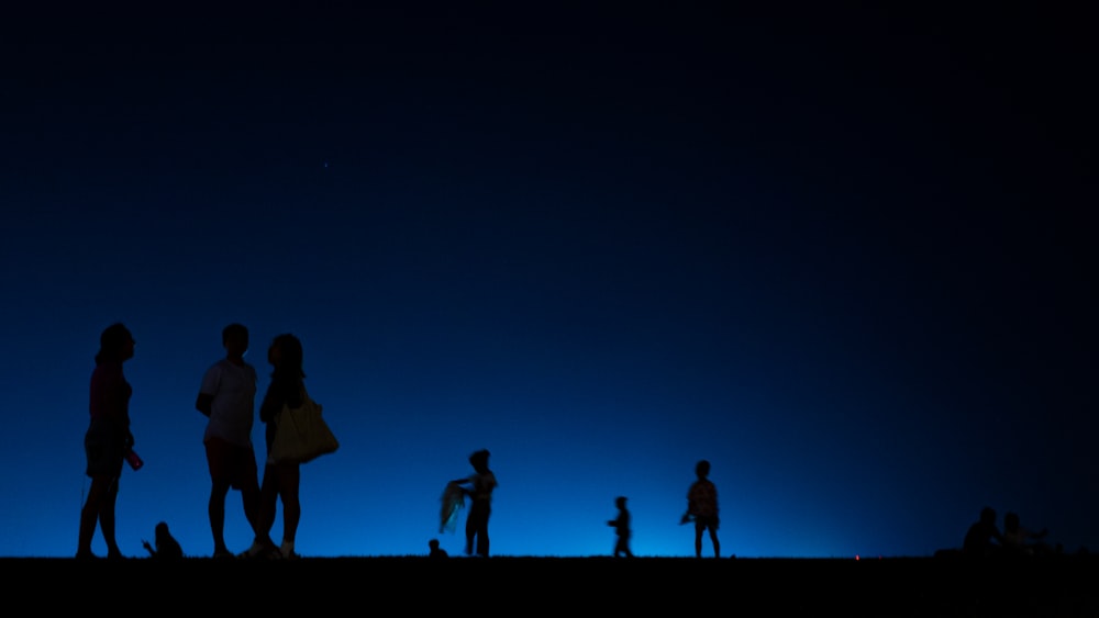 silhouette of people during nighttime