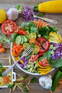 sliced vegetables on white ceramic plate