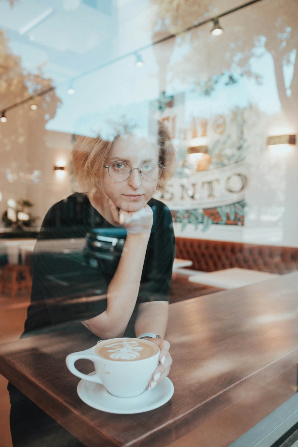 woman near table