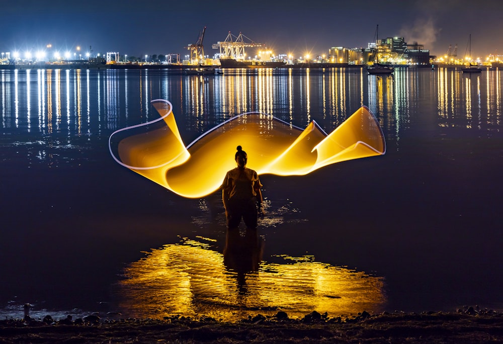 woman standing on water