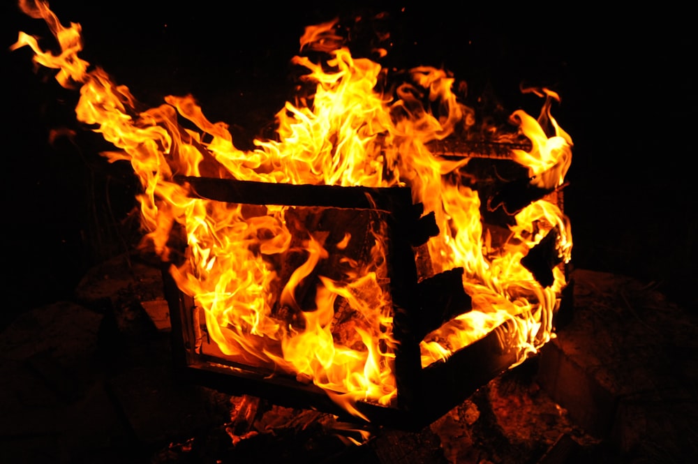 flaming crate