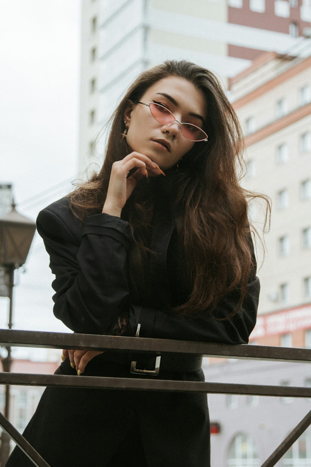 woman wearing black coat