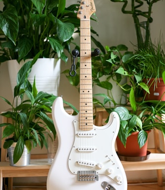 white electric guitar