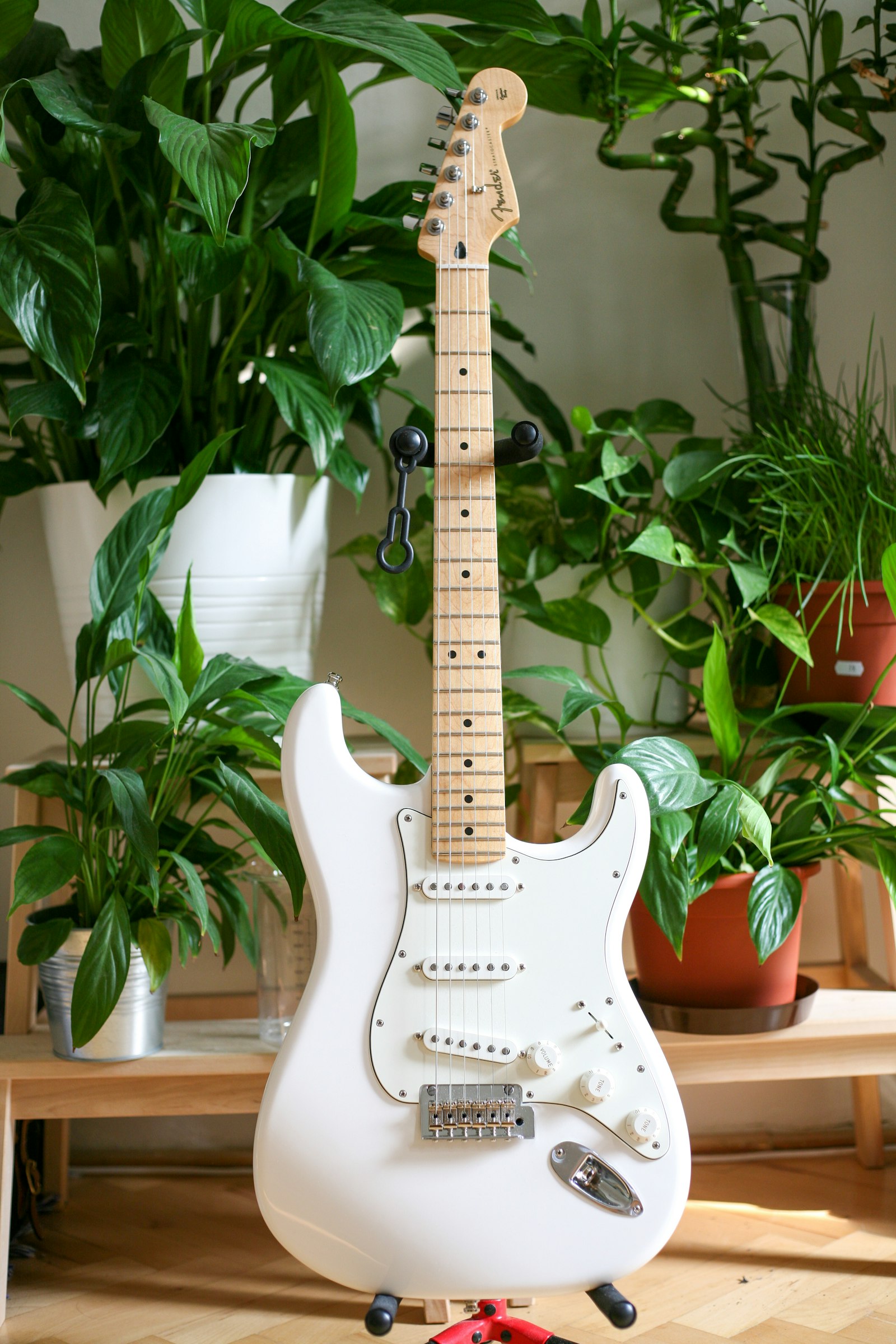 Canon EOS 5D + Canon EF 50mm F1.8 STM sample photo. White electric guitar photography