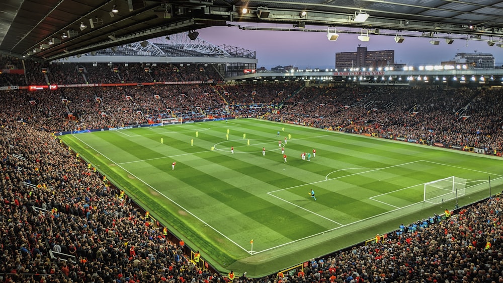 aerial photography of a football stadium filled with people