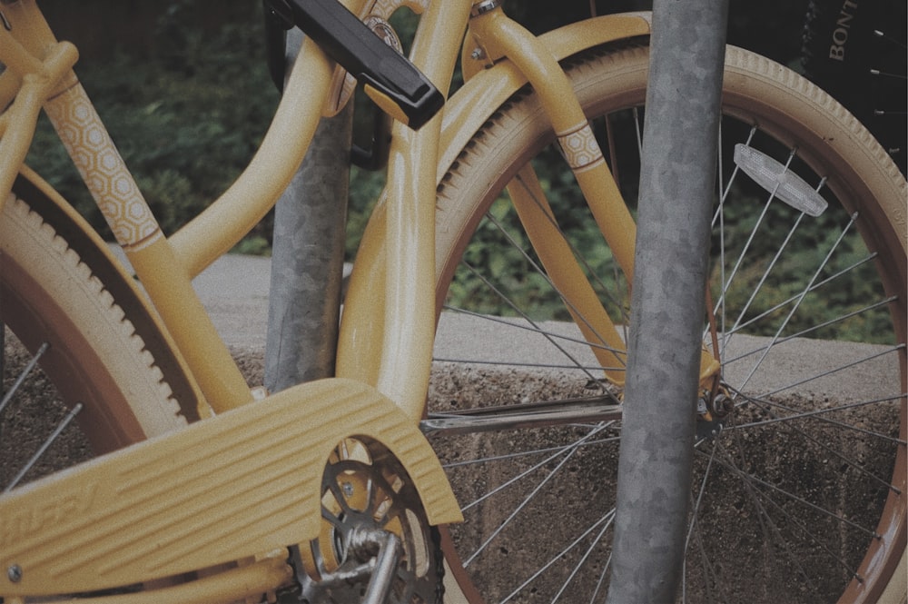 macro photography of orange bike