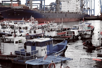 A stunning view of various vessels docked at a busy port.