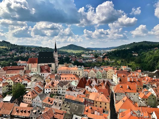 Aerial photography of city building — Český Krumlov, Czech Republic