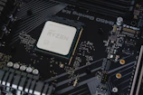 a close up of the cpu board of a computer