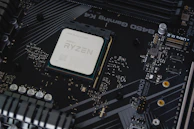 a close up of the cpu board of a computer