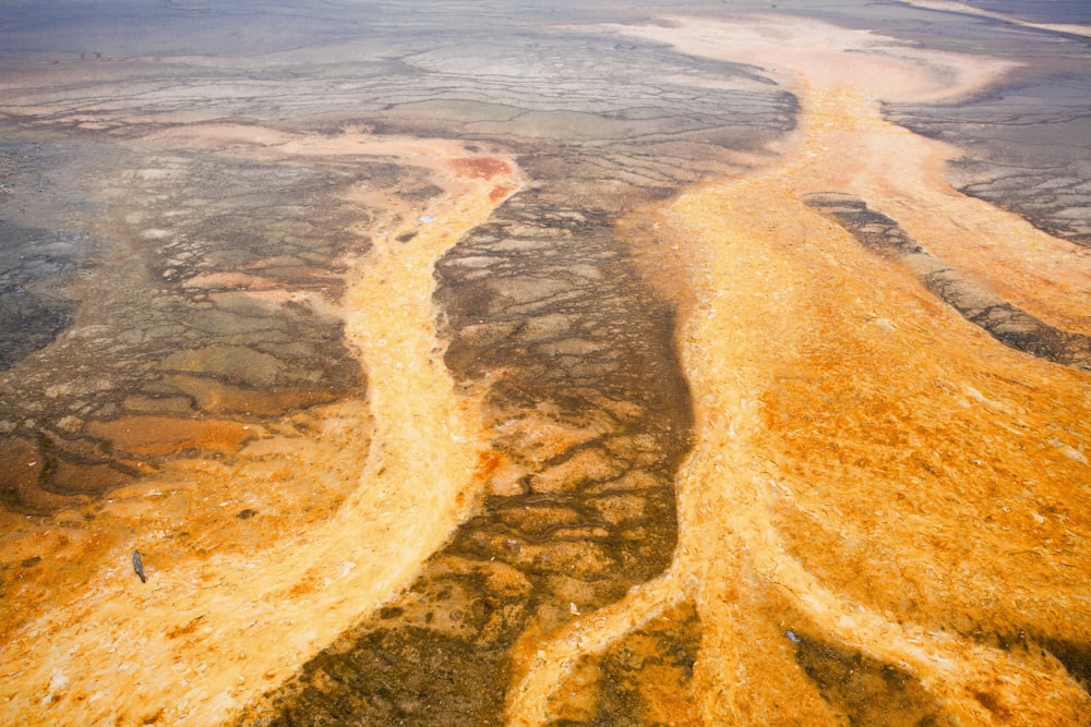 an aerial view of a body of water