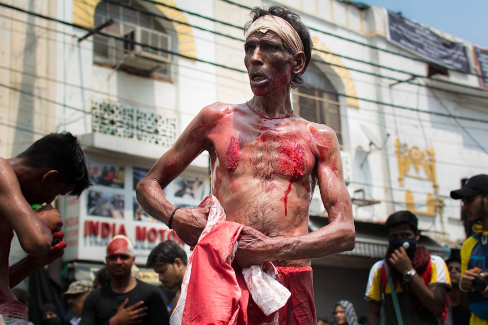 a man that is standing in the street