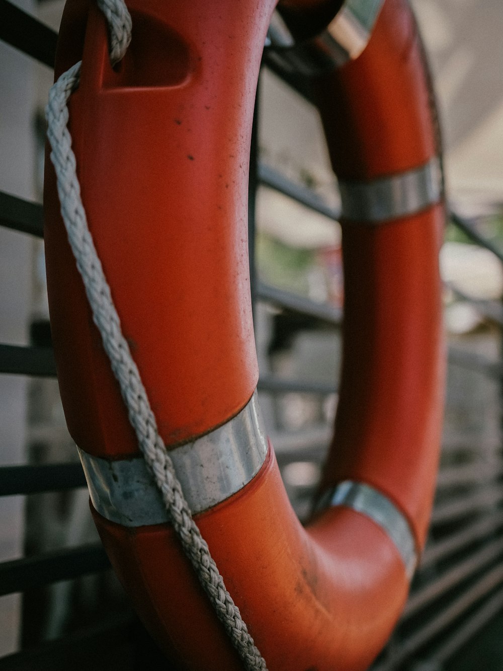 orange and gray lifebouy