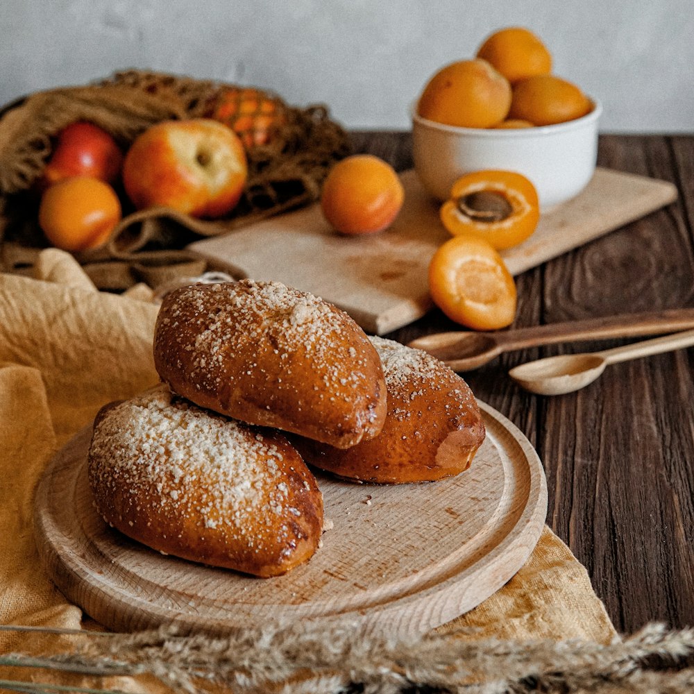 baked breads on cutting board