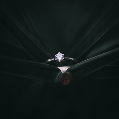 silver-colored solitaire ring
