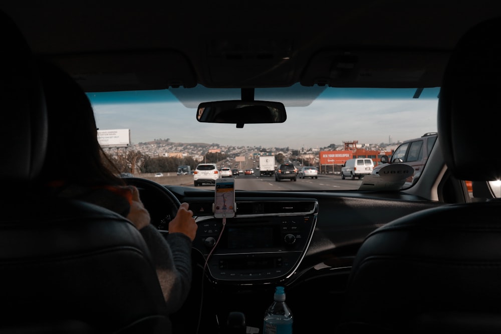 woman driving the car